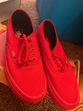 Vans Red Canvas Low-Top Sneakers